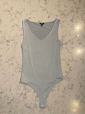 Express Body Contour V-Neck Sleeveless Bodysuit Light Blue - XS